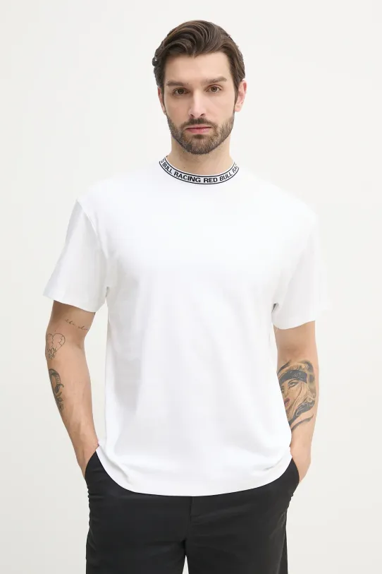 Red Bull Racing x Pepe Jeans t-shirt bawełniany BRANDED COLLAR TEE bawełna biały RM500021