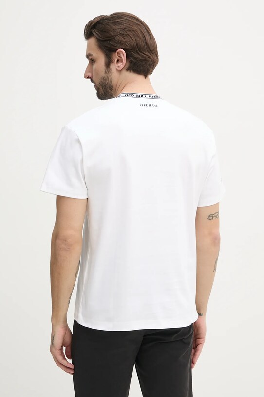 Îmbrăcăminte Red Bull Racing x Pepe Jeans tricou din bumbac BRANDED COLLAR TEE RM500021 alb