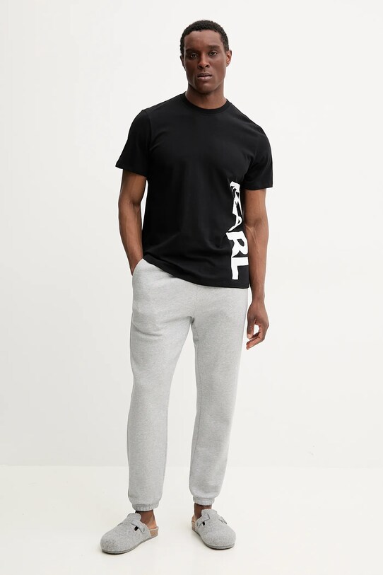 Karl Lagerfeld pamut póló A2M46038 fekete SS25