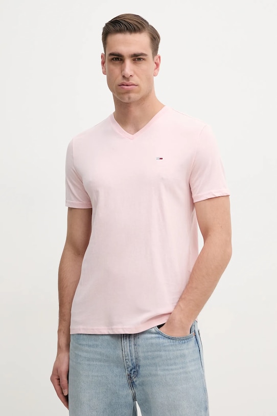 Tommy Jeans tricou imprimeu roz DM0DM20364