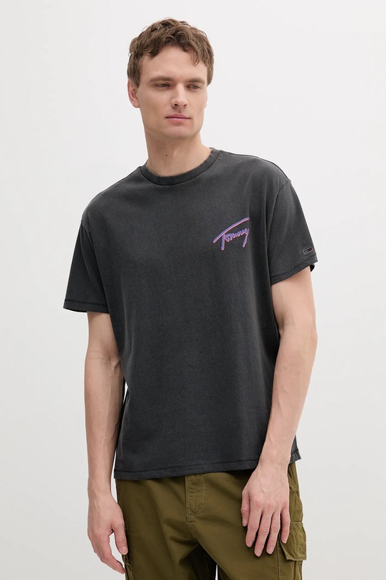 Tommy Jeans tricou din bumbac DM0DM20768 gri SS25