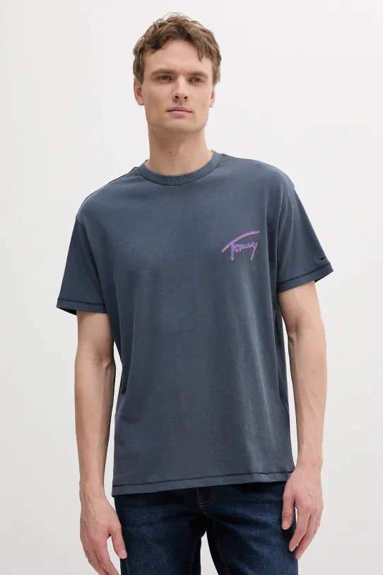 Tommy Jeans t-shirt bawełniany nadruk niebieski DM0DM20768