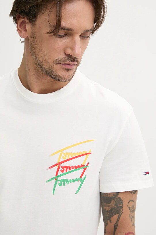 Хлопковая футболка Tommy Jeans белый DM0DM20771