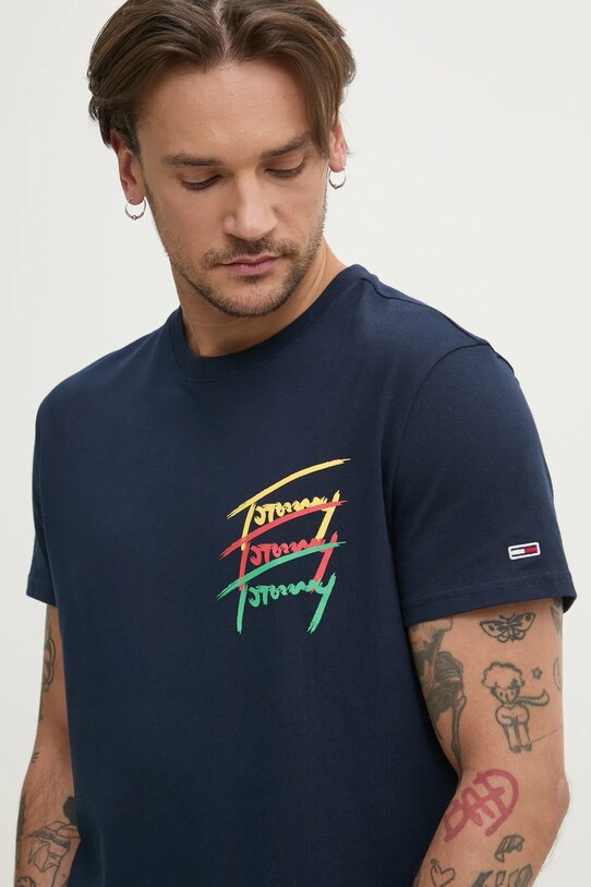 Бавовняна футболка Tommy Jeans бавовна темно-синій DM0DM20771