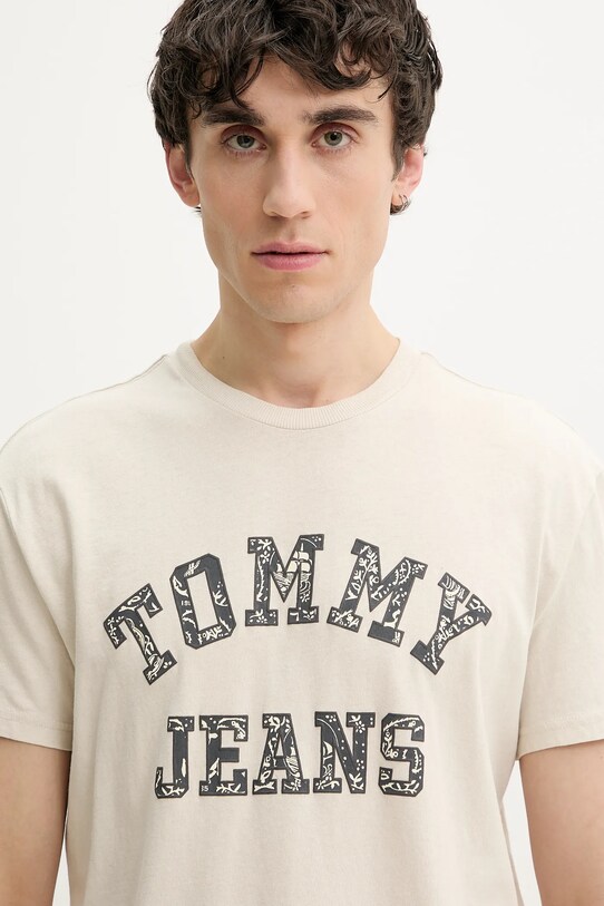 Одежда Хлопковая футболка Tommy Jeans DM0DM20773 бежевый
