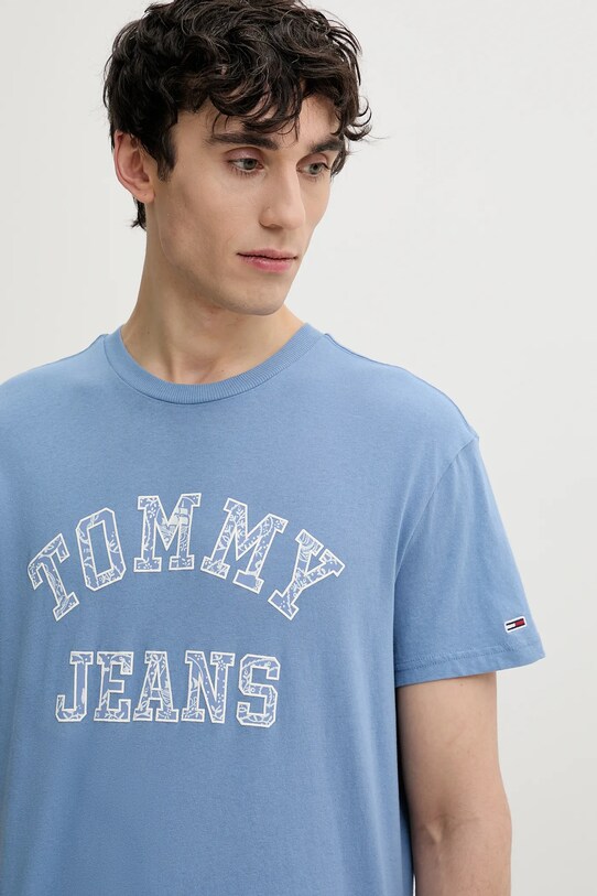 Bavlnené tričko Tommy Jeans modrá DM0DM20773