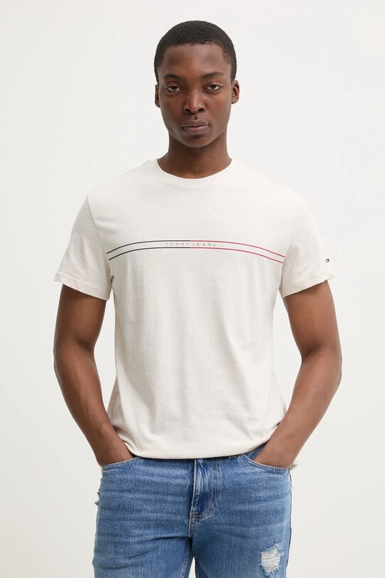 Тениска Tommy Jeans бежов DM0DM20779