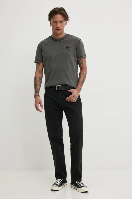 Βαμβακερό μπλουζάκι Tommy Jeans DM0DM20787 γκρί SS25