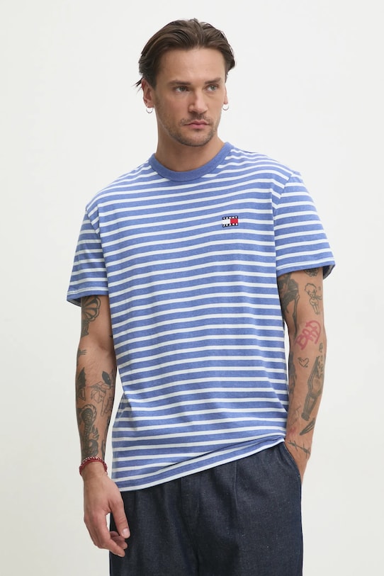 Хлопковая футболка Tommy Jeans хлопок фиолетовой DM0DM20802