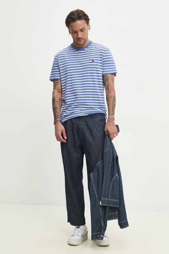 Хлопковая футболка Tommy Jeans DM0DM20802 фиолетовой SS25