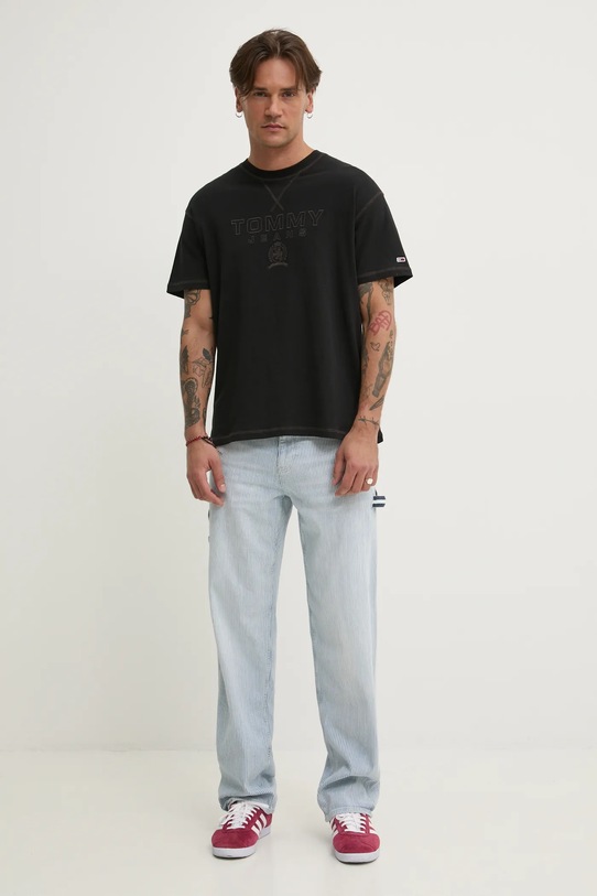 Tommy Jeans tricou din bumbac DM0DM20805 negru SS25