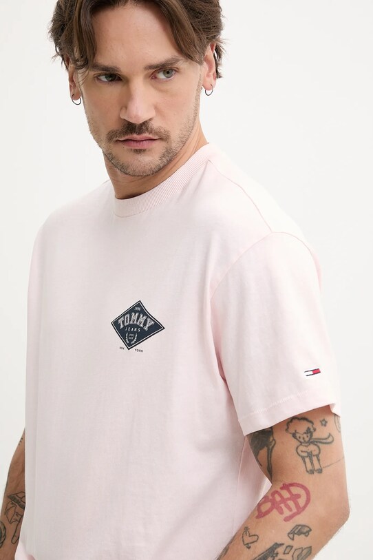 Хлопковая футболка Tommy Jeans розовый DM0DM20806