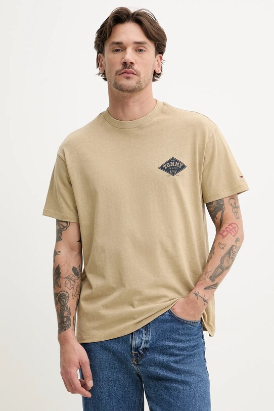 Oblečení Bavlněné tričko Tommy Jeans DM0DM20806 zelená