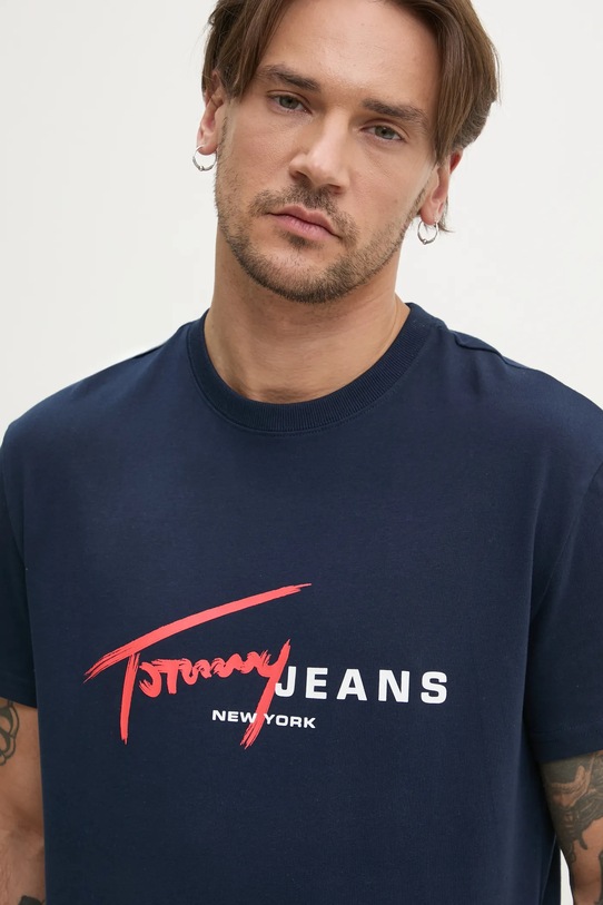 Хлопковая футболка Tommy Jeans тёмно-синий DM0DM20817