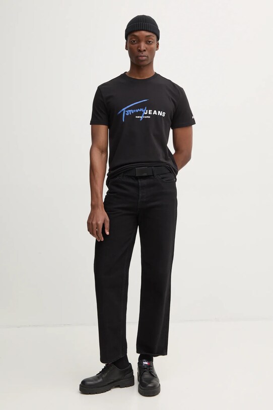 Tommy Jeans t-shirt bawełniany DM0DM20817 czarny SS25
