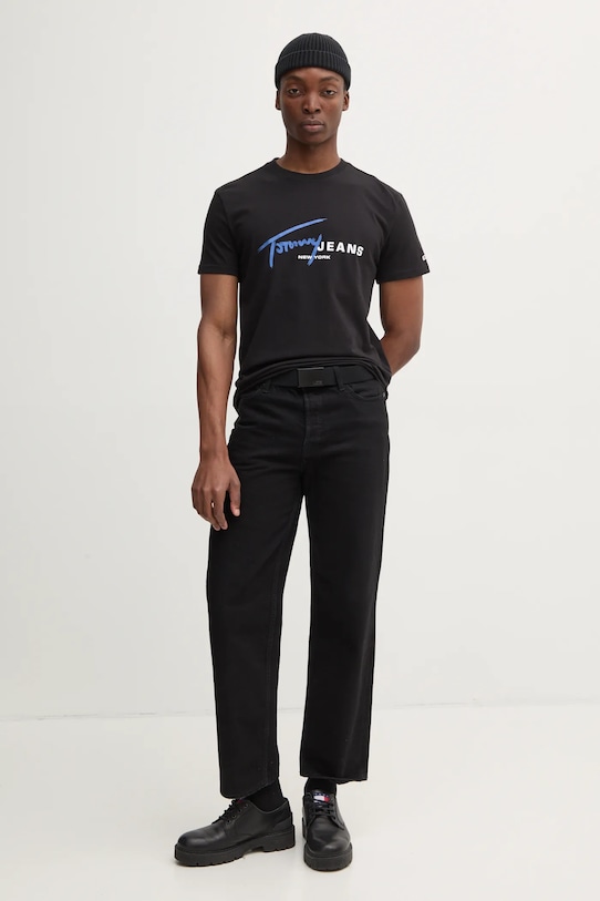 Bavlněné tričko Tommy Jeans DM0DM20817 černá SS25
