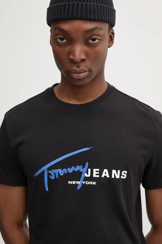 Bavlněné tričko Tommy Jeans černá DM0DM20817