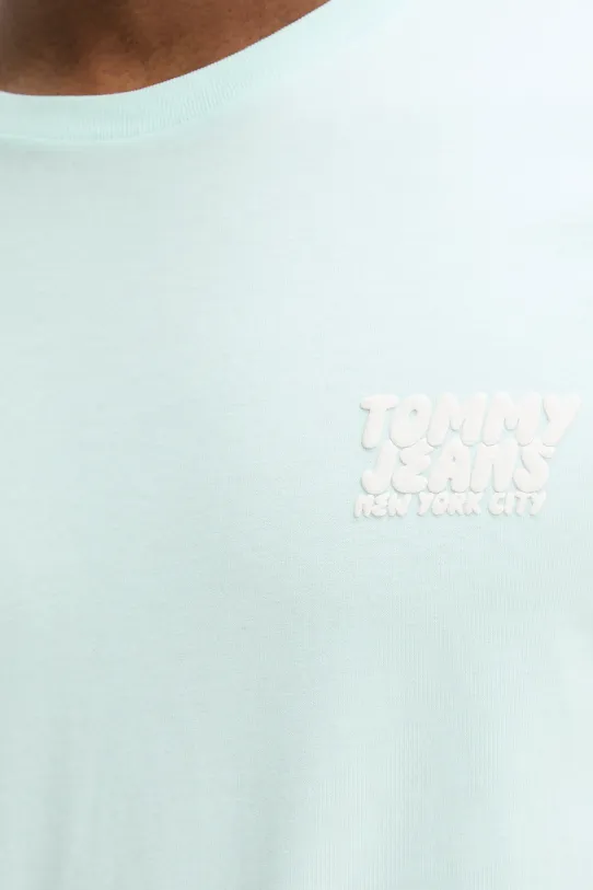 Tommy Jeans pamut póló DM0DM21863 türkiz