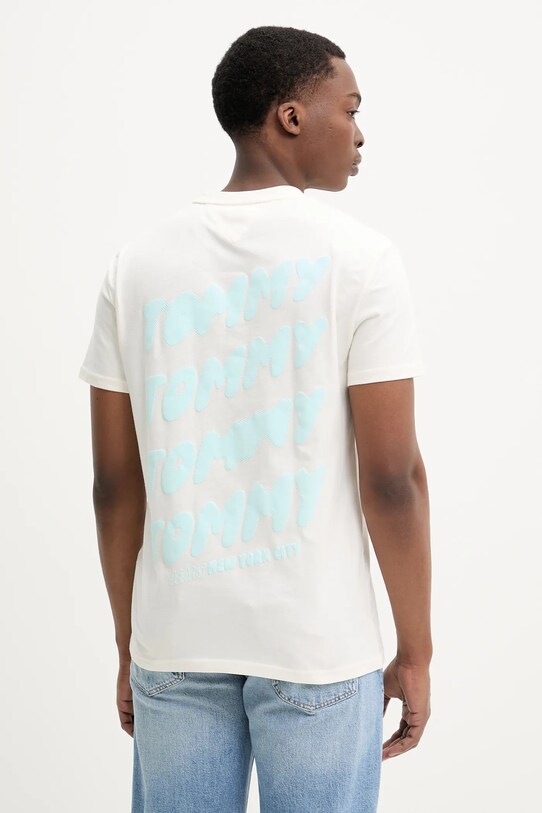 Ρούχα Βαμβακερό μπλουζάκι Tommy Jeans DM0DM21864 μπεζ