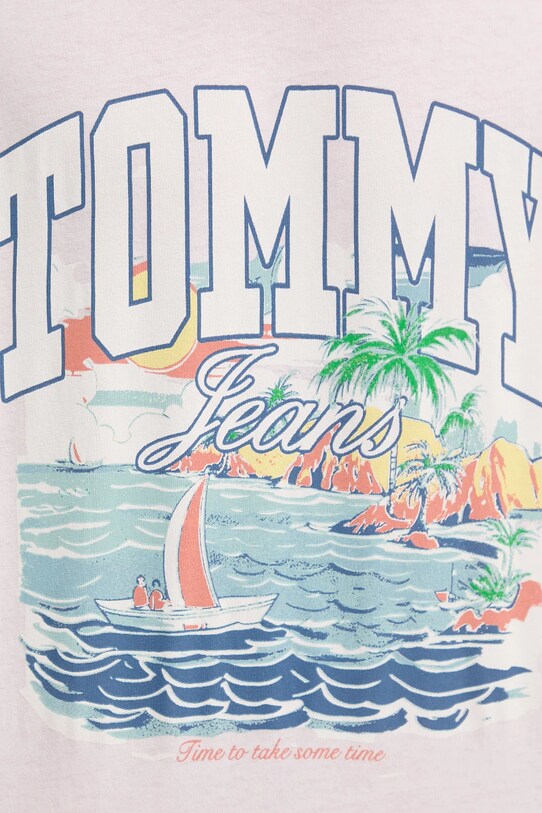 Bombažna kratka majica Tommy Jeans DM0DM21867 roza