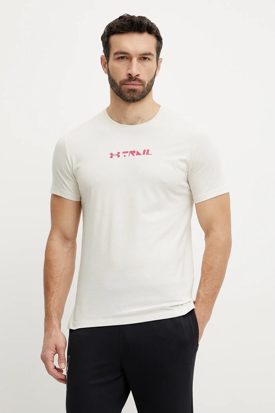 Odzież Under Armour t-shirt sportowy Trail Run Graphic 1389812 beżowy