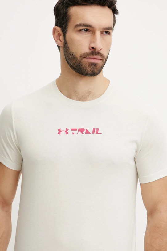 Under Armour t-shirt sportowy Trail Run Graphic beżowy 1389812