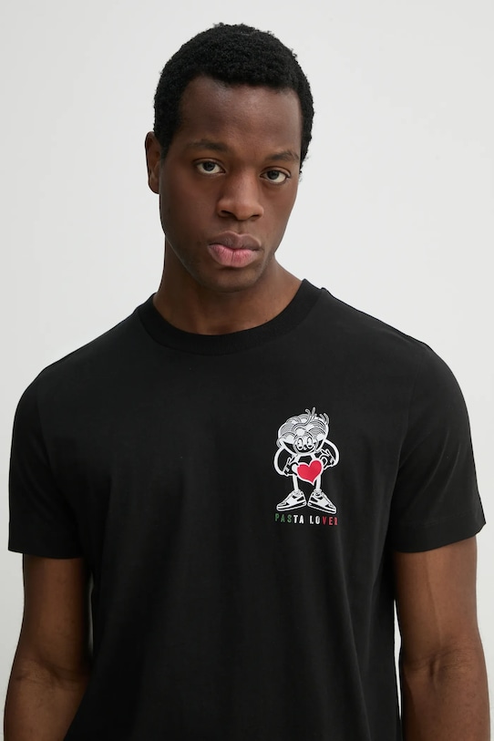 Bombažna kratka majica Joop! Potisk črna 30045691