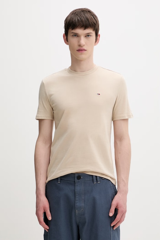 Tommy Jeans basic tričko pánske bavlnené 2-balenie béžová DM0DM20687