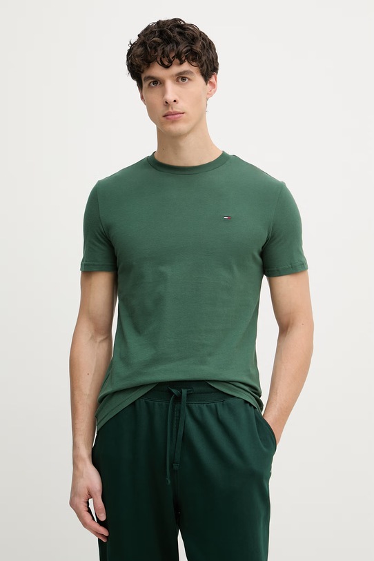 Tommy Jeans t-shirt basic męski bawełniany 2-pack zielony DM0DM20687
