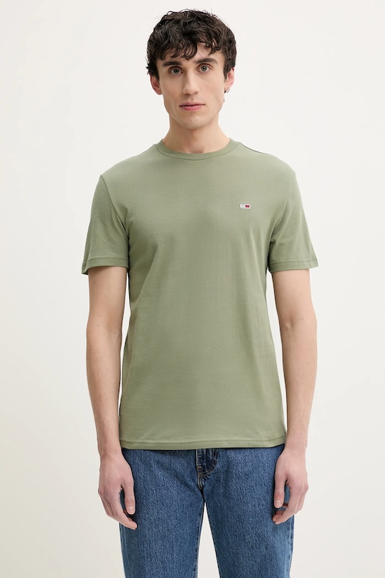 Tommy Jeans tricou din bumbac 2-pack uni verde DM0DM20687