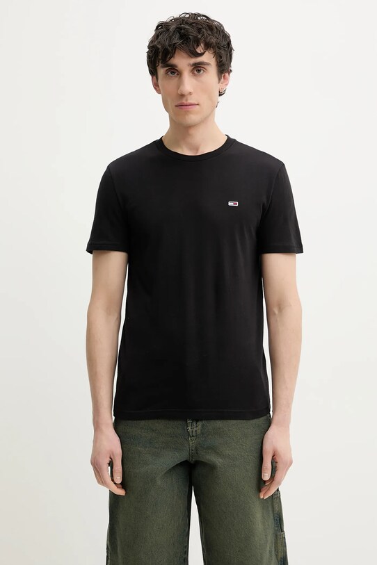 Tommy Jeans tricou din bumbac 2-pack uni negru DM0DM20687