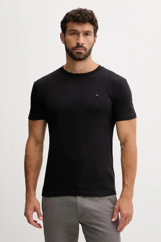 Bavlnené tričko Tommy Jeans 2-pak slim čierna DM0DM20687