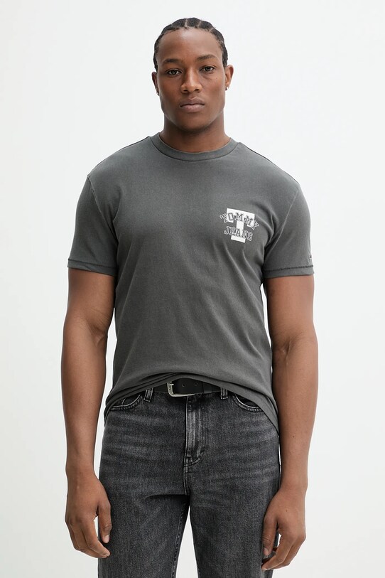 Tommy Jeans tricou din bumbac print gri DM0DM20811