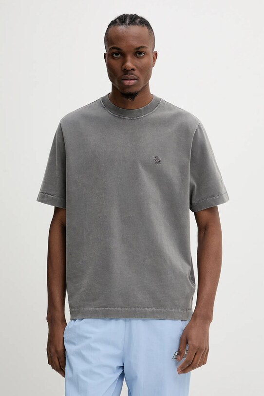 Abercrombie & Fitch tricou din bumbac uni gri KI124.5181.130