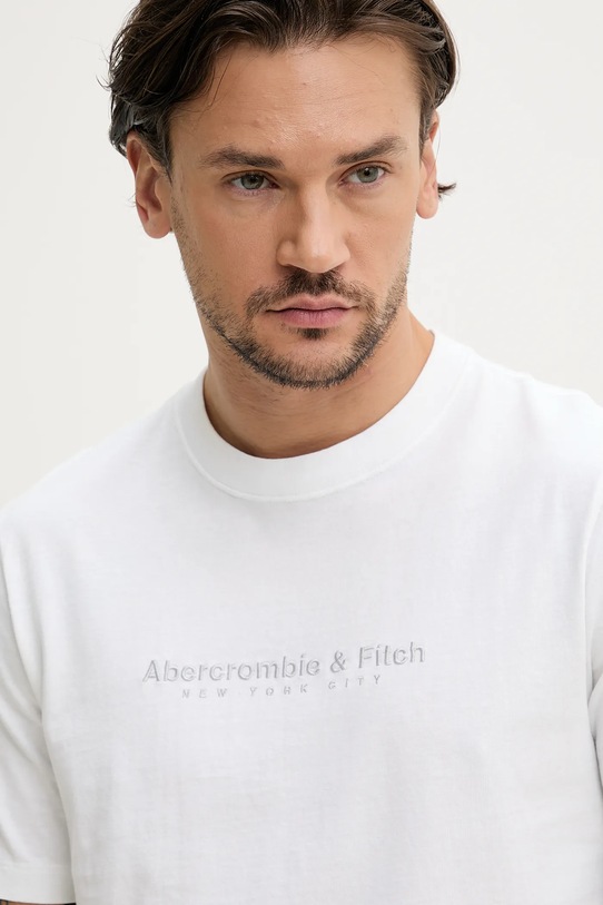 Βαμβακερό μπλουζάκι Abercrombie & Fitch λευκό KI175.5130.100