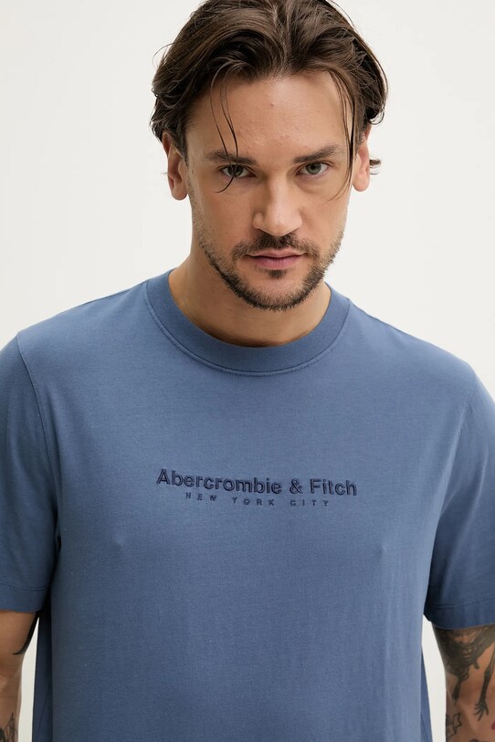 Βαμβακερό μπλουζάκι Abercrombie & Fitch μπλε KI175.5130.200