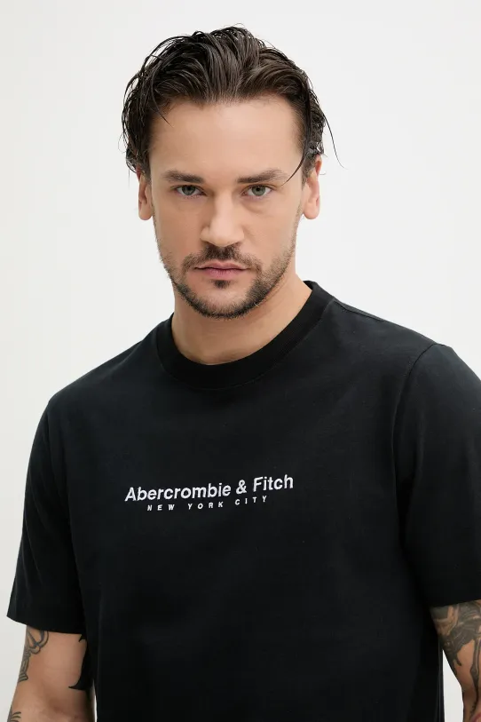 Βαμβακερό μπλουζάκι Abercrombie & Fitch μαύρο KI175.5130.900