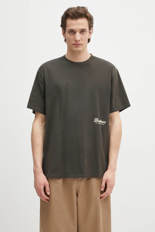 Pamučna majica Barbour Barbour Newclyde OS Fit Graphic T-Shirt print zelena MTS1403