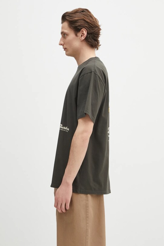Barbour tricou din bumbac Barbour Newclyde OS Fit Graphic T-Shirt MTS1403 verde SS25