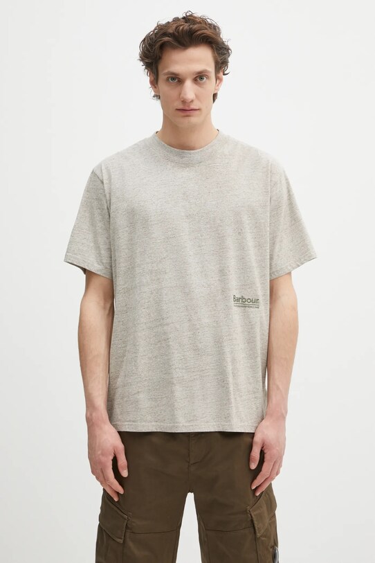 Barbour tricou Barbour Calton Linen Blend OS Fit T-Shirt imprimeu bej MTS1404