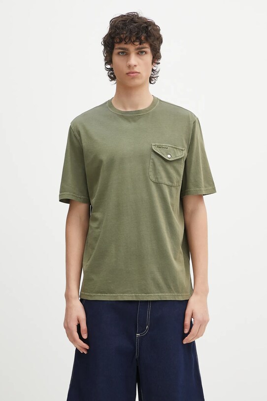 Barbour tricou din bumbac Barbour Newstreet Relaxed Fit T-Shirt uni verde MTS1398