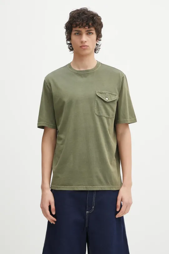Хлопковая футболка Barbour Barbour Newstreet Relaxed Fit T-Shirt гладкий зелёный MTS1398