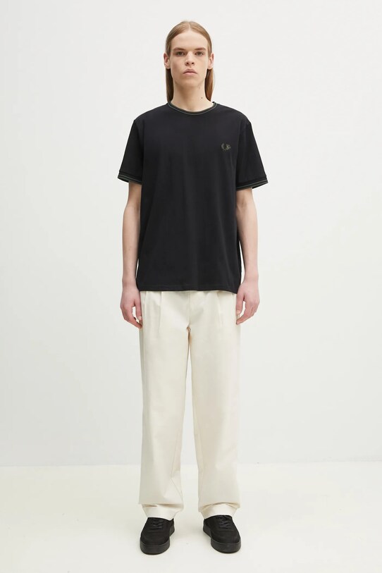 Pamučna majica Fred Perry crna M1588.Y43
