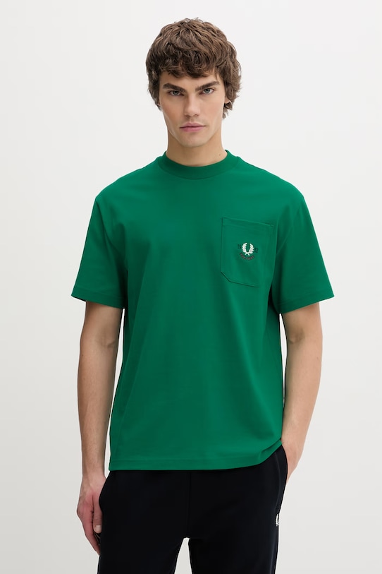 Памучна тениска Fred Perry свободна зелен M9827.X87