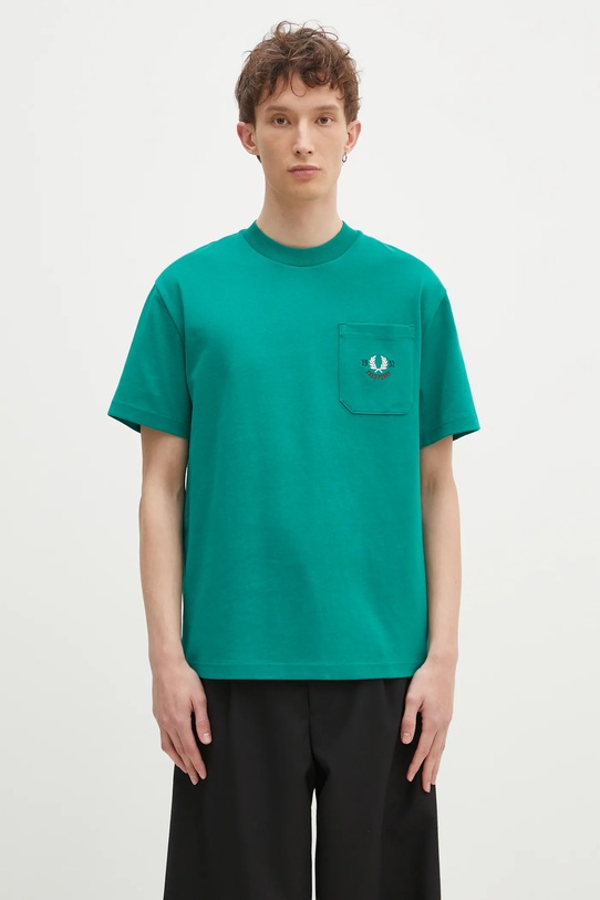 Fred Perry t-shirt bawełniany aplikacja zielony M9827.X87