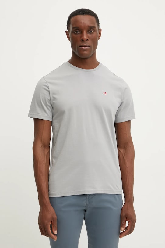Хлопковая футболка Napapijri Salis хлопок серый NP0A4H8DH621