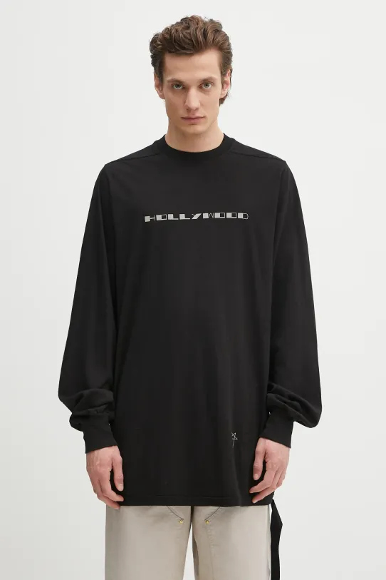 Хлопковый лонгслив Rick Owens DRKSHDW Jumbo Ls T печать чёрный DU01E3261.RNEP5