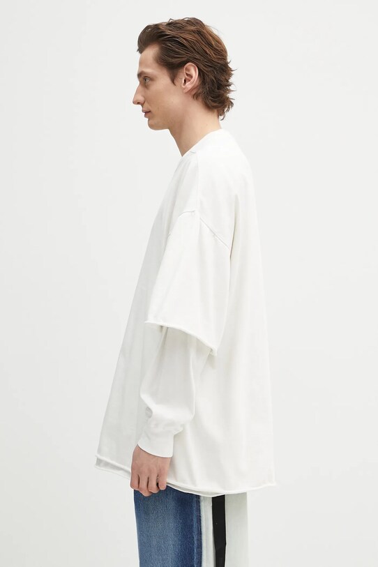 Rick Owens longsleeve din bumbac Tommy Hustler DU01E3266.RIGRN alb SS25