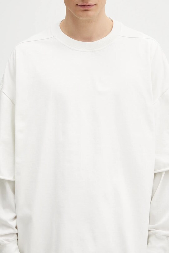 Rick Owens longsleeve din bumbac Tommy Hustler alb DU01E3266.RIGRN