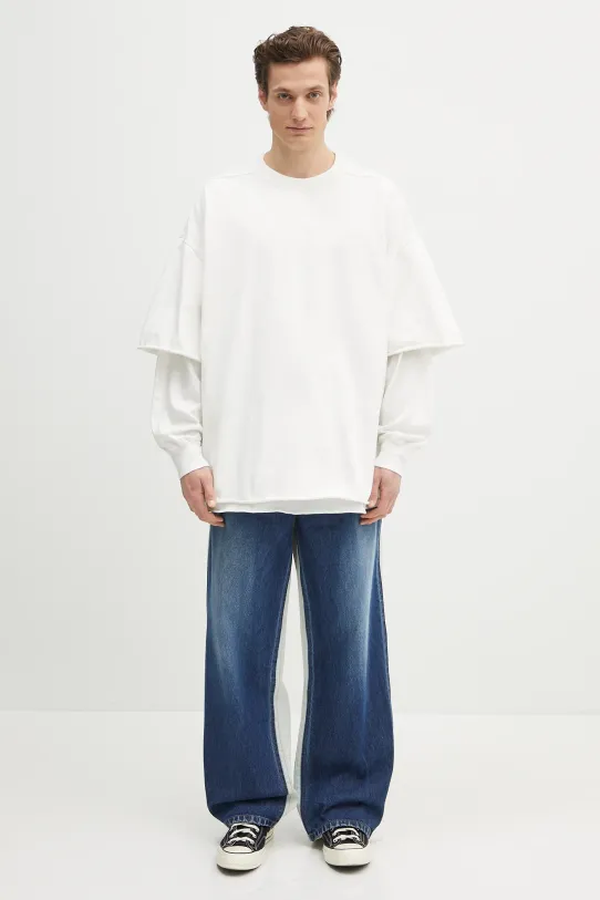 Bavlnené tričko s dlhým rukávom Rick Owens Tommy Hustler DU01E3266.RIGRN biela